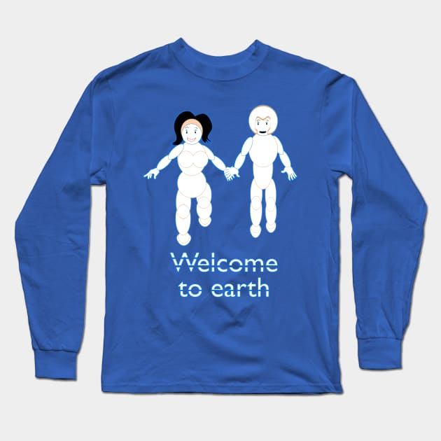 Welcome To Earth V4 Long Sleeve T-Shirt by walil designer